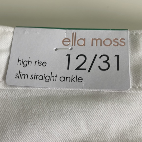 Ella Moss White High Rise Slim Straight Ankle Jean-Size 12 - Picture 15 of 15